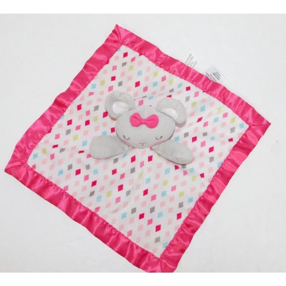 Garanimals Mouse Security Blanket Gray Pink Diamonds Satin Trim Baby lovey nunu - Picture 3 of 7